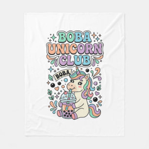 Unicorn Boba Unicorn Club Kawaii Typography Design Fleece Blanket