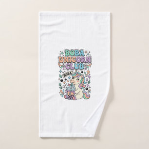 Unicorn Boba Unicorn Club Kawaii Typography Design Hand Towel