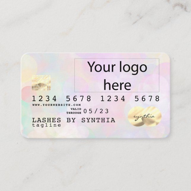 Unicorn  bokeh light Credit Card add your logo (Front)