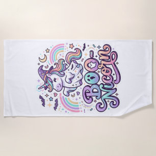 Unicorn Boo-nicorn Premium Vector Vector Design_1 Beach Towel