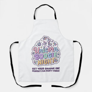 Unicorn Boogie Night Bold Typography Graphic Tee D Apron