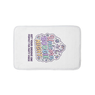 Unicorn Boogie Night Bold Typography Graphic Tee D Bath Mat