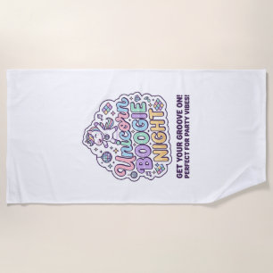 Unicorn Boogie Night Bold Typography Graphic Tee D Beach Towel