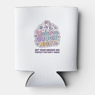 Unicorn Boogie Night Bold Typography Graphic Tee D Can Cooler