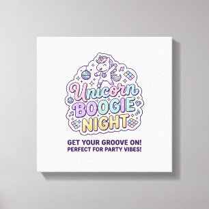 Unicorn Boogie Night Bold Typography Graphic Tee D Canvas Print