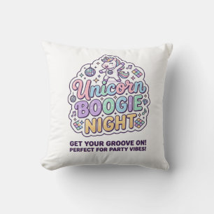 Unicorn Boogie Night Bold Typography Graphic Tee D Cushion