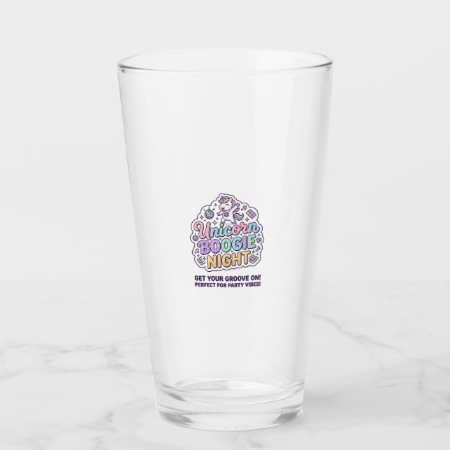 Unicorn Boogie Night Bold Typography Graphic Tee D Glass (Front)