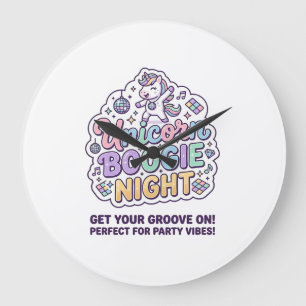 Unicorn Boogie Night Bold Typography Graphic Tee D Large Clock