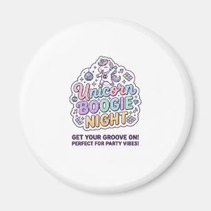 Unicorn Boogie Night Bold Typography Graphic Tee D Magnet
