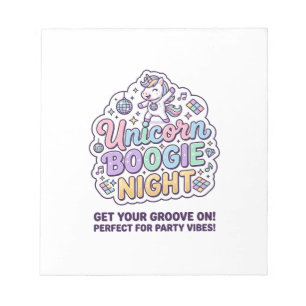 Unicorn Boogie Night Bold Typography Graphic Tee D Notepad
