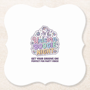 Unicorn Boogie Night Bold Typography Graphic Tee D Paper Coaster
