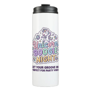 Unicorn Boogie Night Bold Typography Graphic Tee D Thermal Tumbler