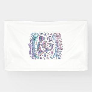 Unicorn Booked and Magical Gift Idea Typography De Banner