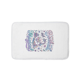 Unicorn Booked and Magical Gift Idea Typography De Bath Mat