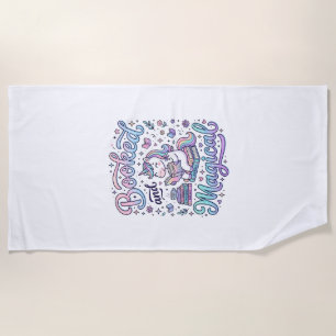 Unicorn Booked and Magical Gift Idea Typography De Beach Towel