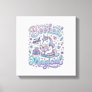Unicorn Booked and Magical Gift Idea Typography De Canvas Print