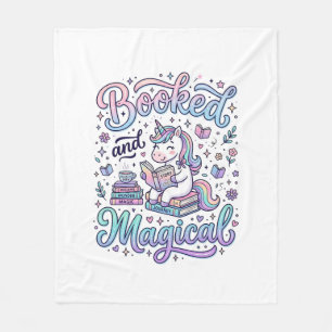 Unicorn Booked and Magical Gift Idea Typography De Fleece Blanket
