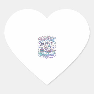 Unicorn Booked and Magical Gift Idea Typography De Heart Sticker