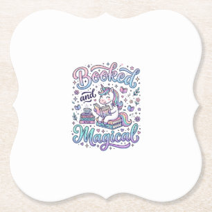 Unicorn Booked and Magical Gift Idea Typography De Paper Coaster