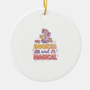 Unicorn Booked and Magical Print Ready White Backg Ceramic Tree Decoration