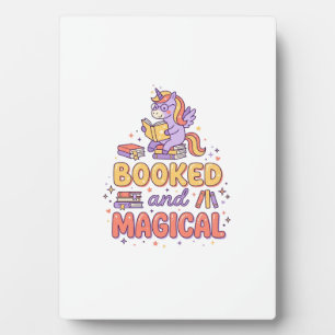 Unicorn Booked and Magical Print Ready White Backg Plaque