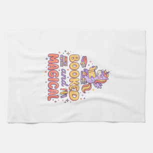 Unicorn Booked and Magical Print Ready White Backg Tea Towel