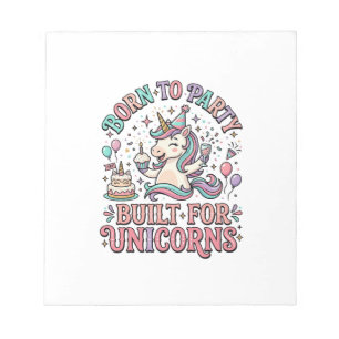 Unicorn Born to Party Built for Unicorns Retro Sty Notepad