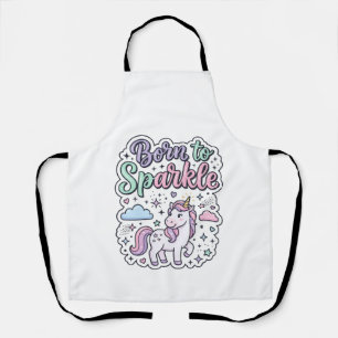 Unicorn Born to Sparkle Graphic Design Merch Desig Apron