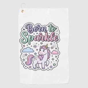 Unicorn Born to Sparkle Graphic Design Merch Desig Golf Towel