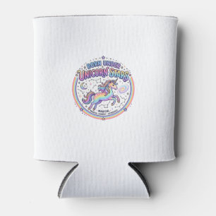 Unicorn Born Under Unicorn Stars Funny Print on De Can Cooler