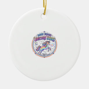 Unicorn Born Under Unicorn Stars Funny Print on De Ceramic Tree Decoration