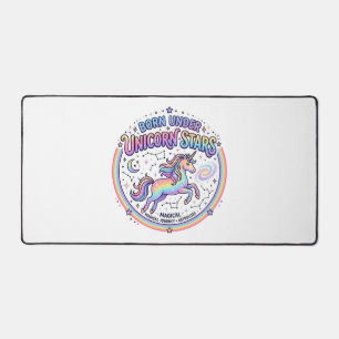 Unicorn Born Under Unicorn Stars Funny Print on De Desk Mat