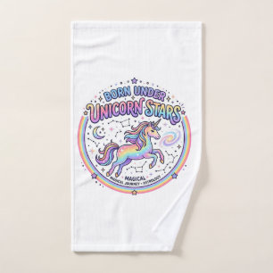Unicorn Born Under Unicorn Stars Funny Print on De Hand Towel