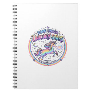 Unicorn Born Under Unicorn Stars Funny Print on De Notebook