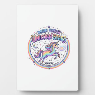Unicorn Born Under Unicorn Stars Funny Print on De Plaque