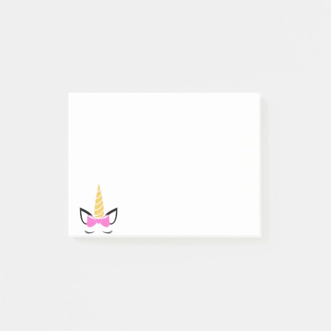 unicorn bow lashes post-it notes (Front)