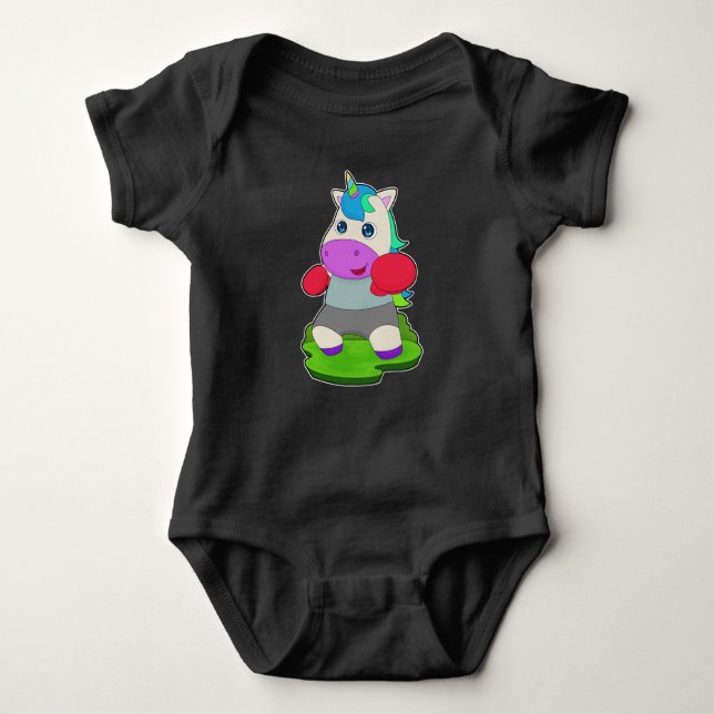 Unicorn Boxer Boxing gloves Boxing Baby Bodysuit (Front)