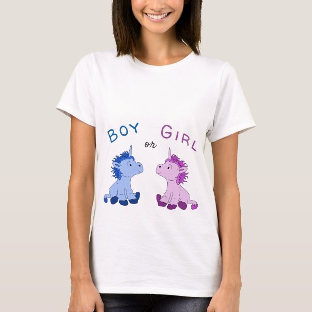 Unicorn Boy or Girl Gender Reveal T-Shirt (Front)