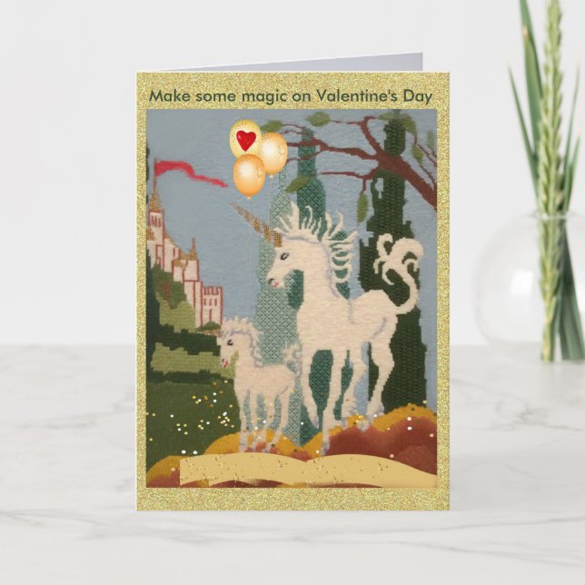 Unicorn Brings Magic on Valentine's Day Card (Front)