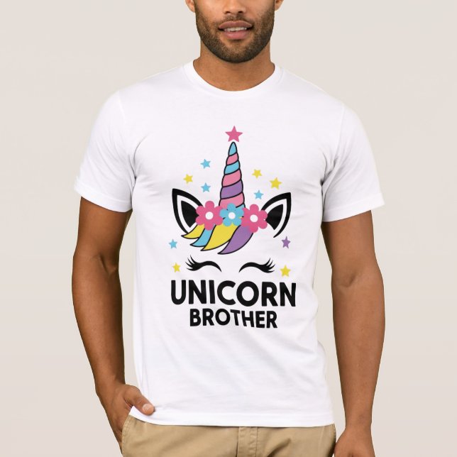 Unicorn Brother Adult Birthday Party T-Shirt (Front)