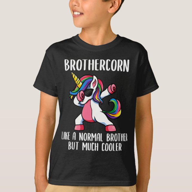 Unicorn Brother Girl Birthday Party Apparel Brothe T-Shirt (Front)