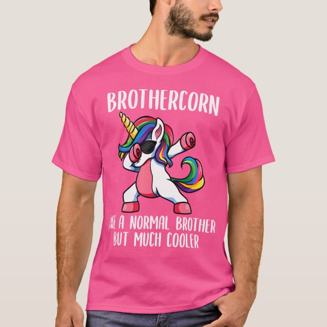 Unicorn Brother Girl Birthday Party Apparel Brothe T-Shirt (Front)