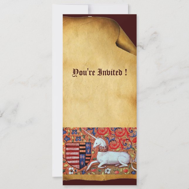 UNICORN ,brown blue white red champaign Invitation (Front)