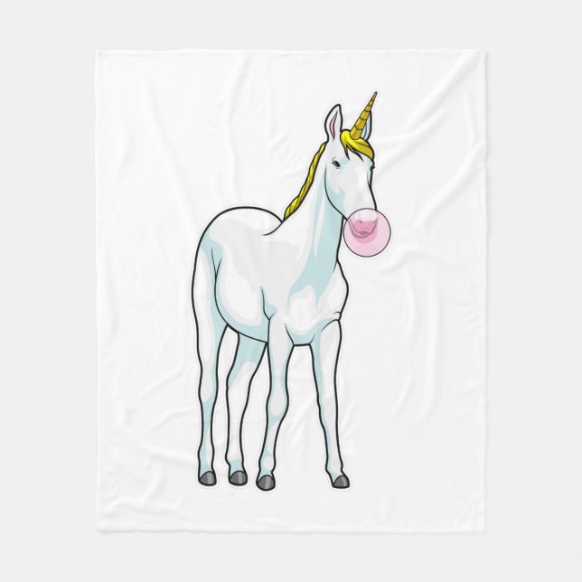 Unicorn Bubble gum Fleece Blanket (Front)