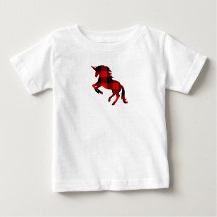 Unicorn Buffalo Check Plaid T-Shirt