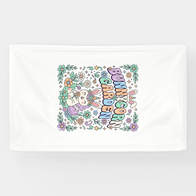 Unicorn Bunnycorn Garden Kawaii Typography Design_ Banner (Horizontal)