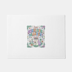 Unicorn Bunnycorn Garden Kawaii Typography Design_ Doormat