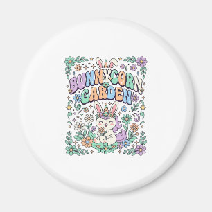 Unicorn Bunnycorn Garden Kawaii Typography Design_ Magnet