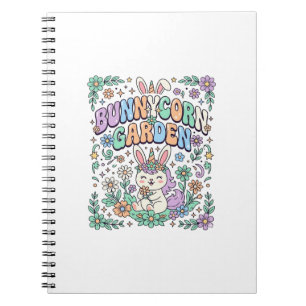 Unicorn Bunnycorn Garden Kawaii Typography Design_ Notebook