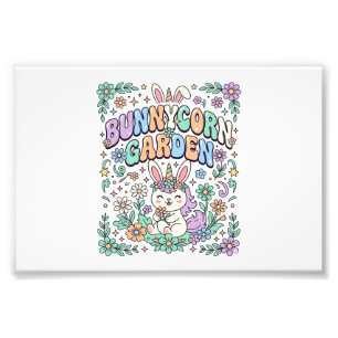 Unicorn Bunnycorn Garden Kawaii Typography Design_ Photo Print